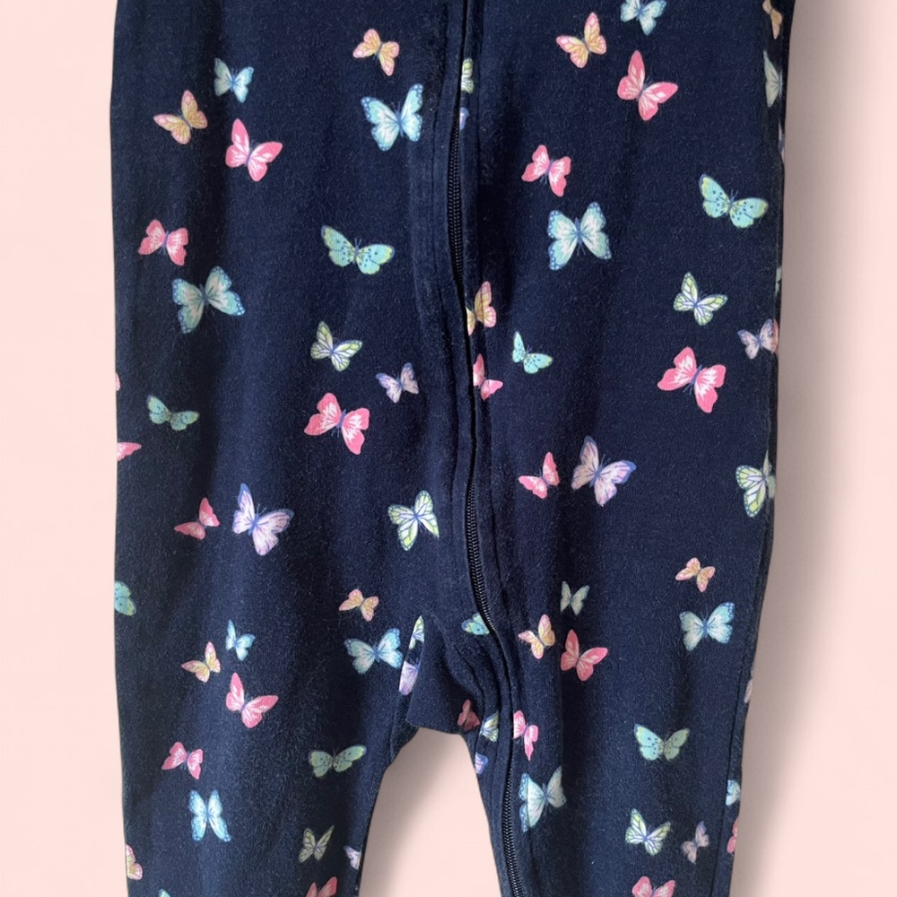 9M Carter’s Infant Baby Girl Butterfly Long Sleeve Coverall Footed Pajamas - Picture 4 of 11